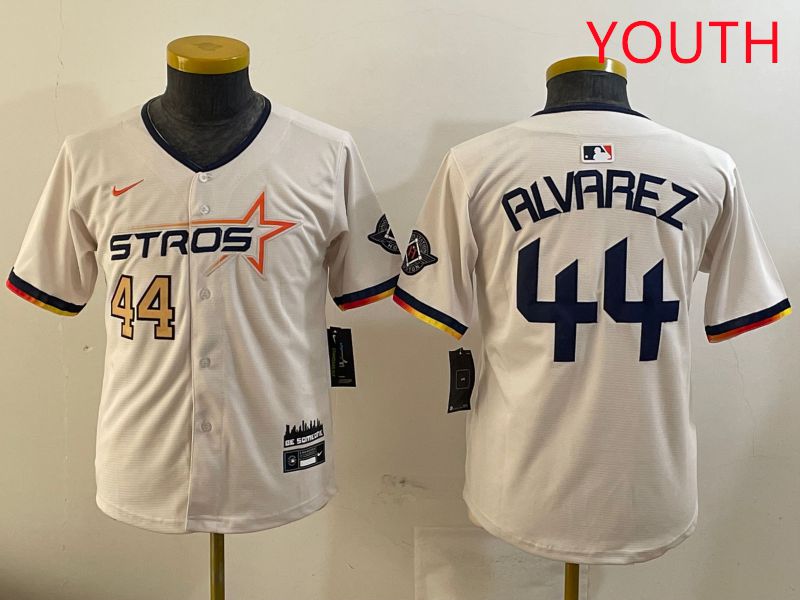 Youth Houston Astros 44 Alvarez Cream Three generations Joint Name 2025 Nike MLB Jersey style 4112